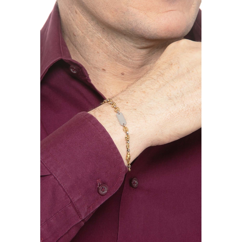 Bracelet avec plaquette en or jaune et blanc 18k