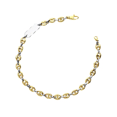 Bracelet avec plaquette en or jaune et blanc 18k