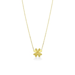 Collier or jaune avec pendentif trefle a quatre feuilles 42 cm