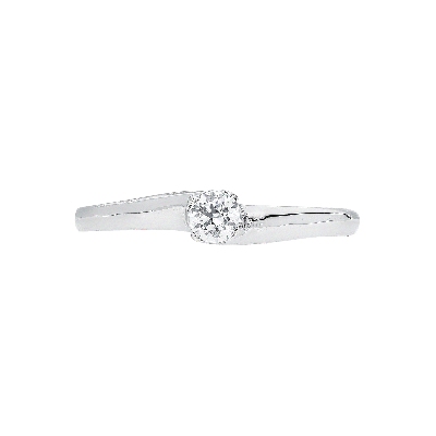 Bague classique en or blanc 18k avec zircon