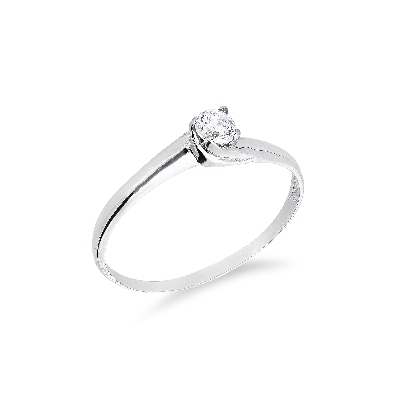 Bague classique en or blanc 18k avec zircon