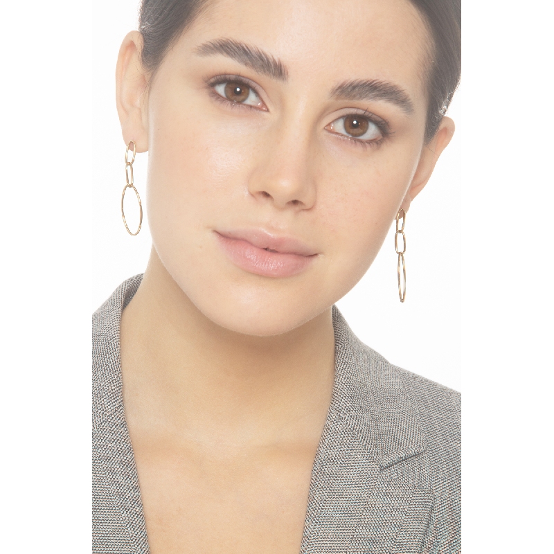 Boucles d’oreilles femme en or jaune 18k avec pendentifs ovales cm 5