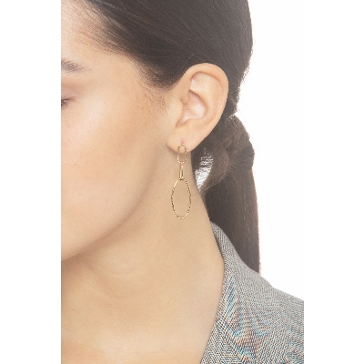 Boucles d’oreilles femme en or jaune 18k avec pendentifs ovales cm 5