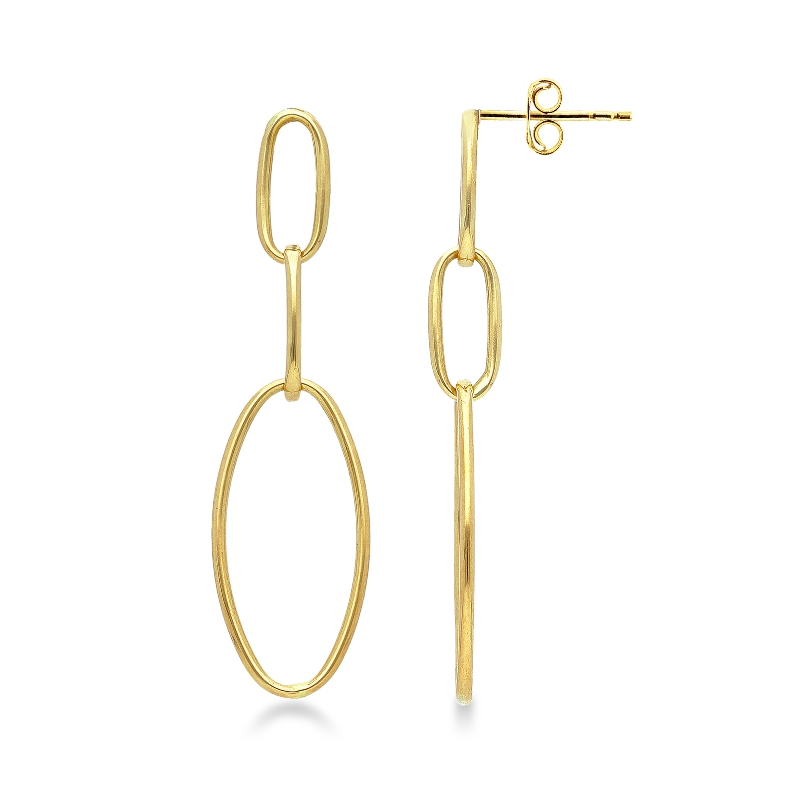 Boucles d’oreilles femme en or jaune 18k avec pendentifs ovales cm 5