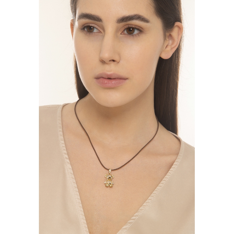 Pendentif ourson en or jaune 18 carats avec zircon