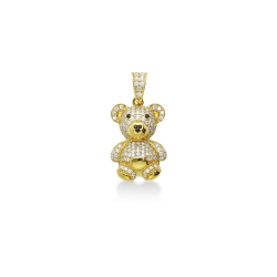 Pendentif ourson en or jaune 18 carats avec zircon