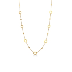 Collier en or jaune 18k avec perles et anneaux