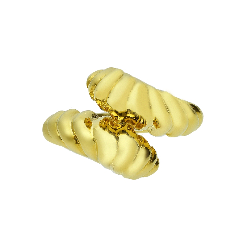 Anneau toi et moi contrarié en or jaune 18k avec torsion graduée