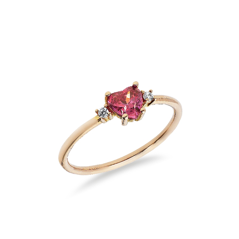 Bague en or rose 18k avec zircons