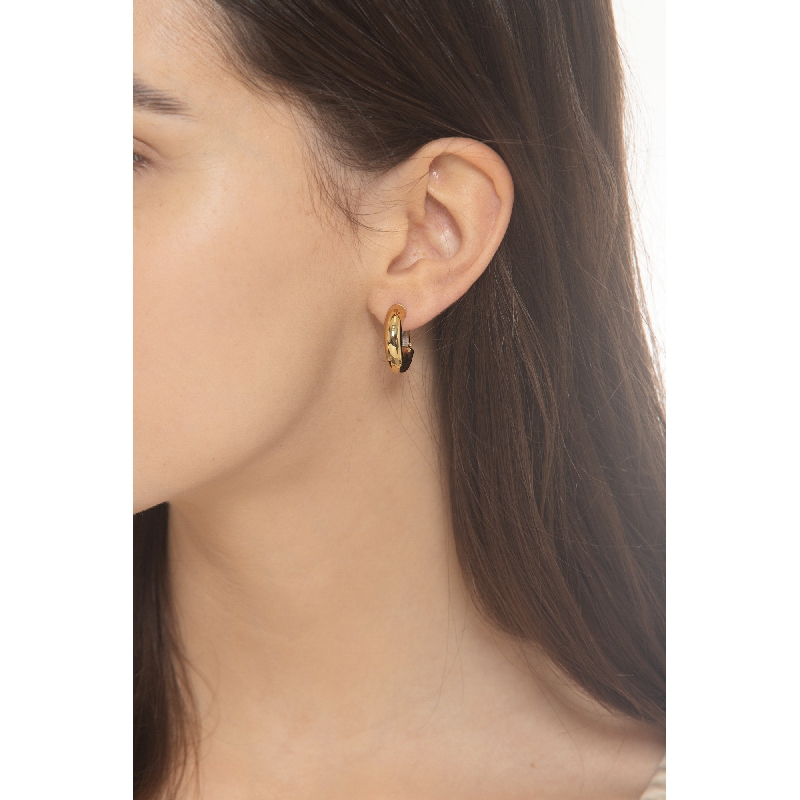 Boucles d’oreilles demi-créoles en or jaune 18k , 0.50 cm