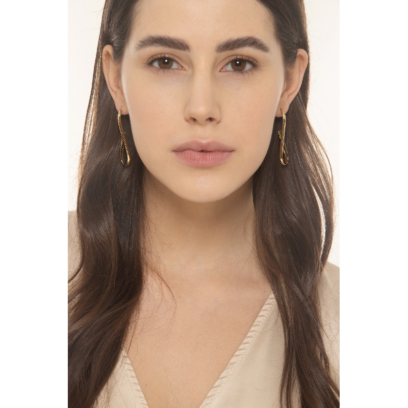 Boucles d'oreilles croisées en or jaune 18k 5,5 cm