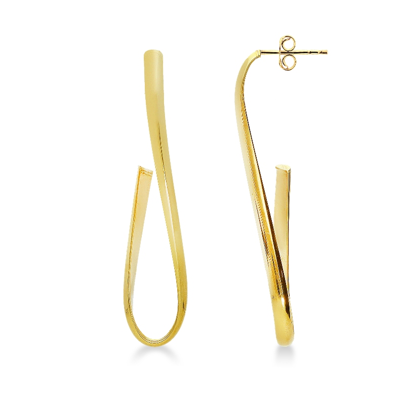 Boucles d'oreilles croisées en or jaune 18k 5,5 cm