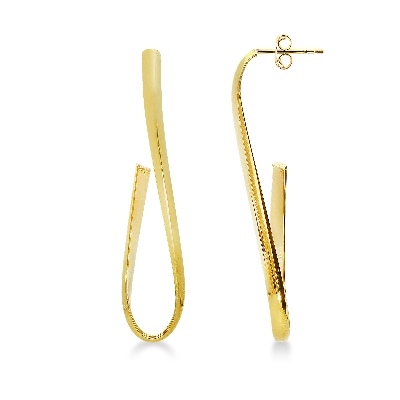 Boucles d'oreilles croisées en or jaune 18k 5,5 cm