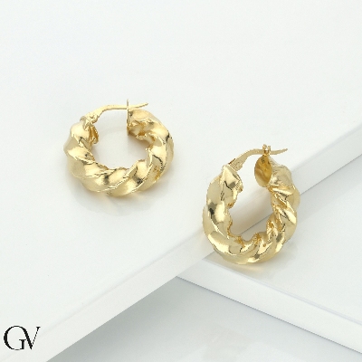 Boucles d’oreilles torsadé en or jaune 18k