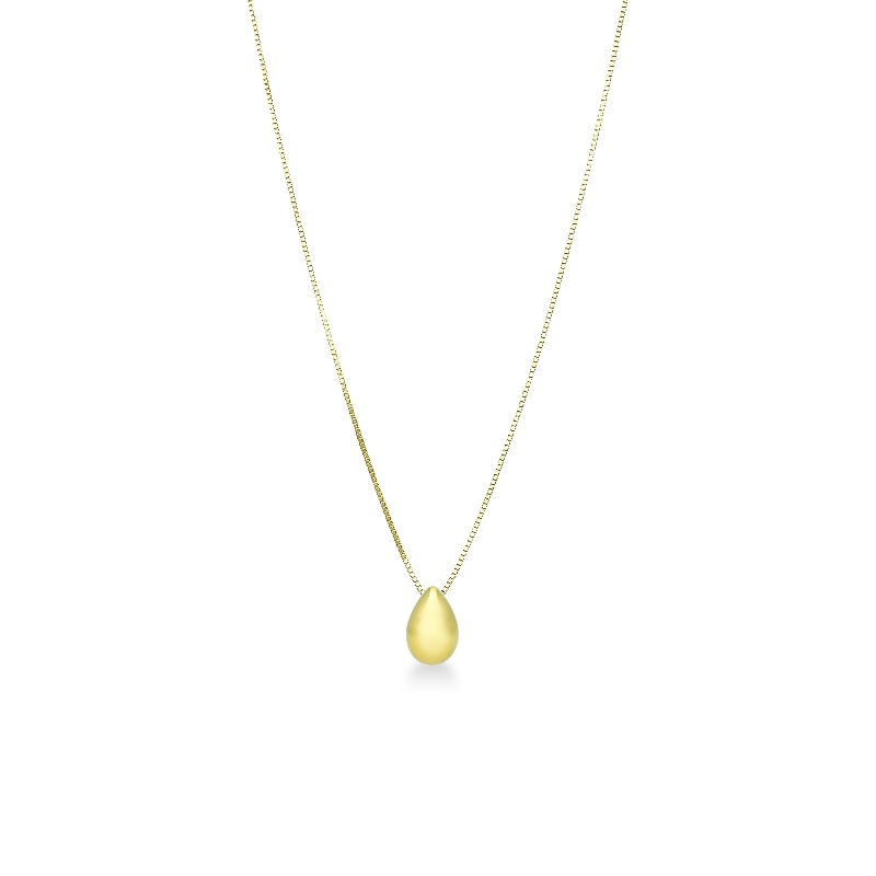Collier en or jaune 18k avec petite goutte lisse
