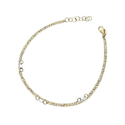 Bracelet double brin en or jaune 18k avec carrés