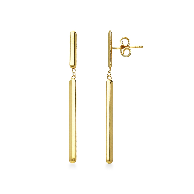 Boucles d'oreilles pendantes avec barre en or jaune 18 carats
