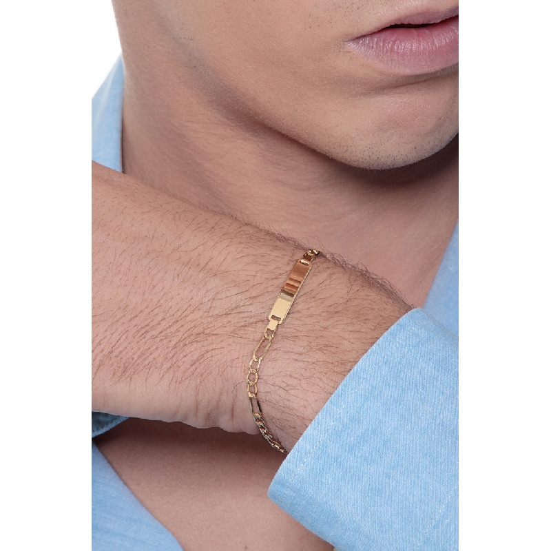 Bracelet en or jaune 18k avec plaque personnalisable