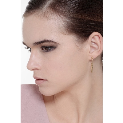 Boucles d’oreilles pendantes en or jaune 18k avec boules godronnées