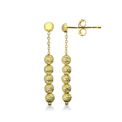 Boucles d’oreilles pendantes en or jaune 18k avec boules godronnées