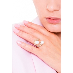 Bague toi et moi en or rose 18k avec perles et diamants 2