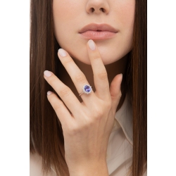 Bague en or blanc 18k tanzanite ovale et diamants  2