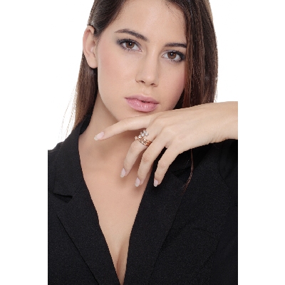 Bague moi et toi Contrarié en Or Blanc et rose 18k avec Diamants