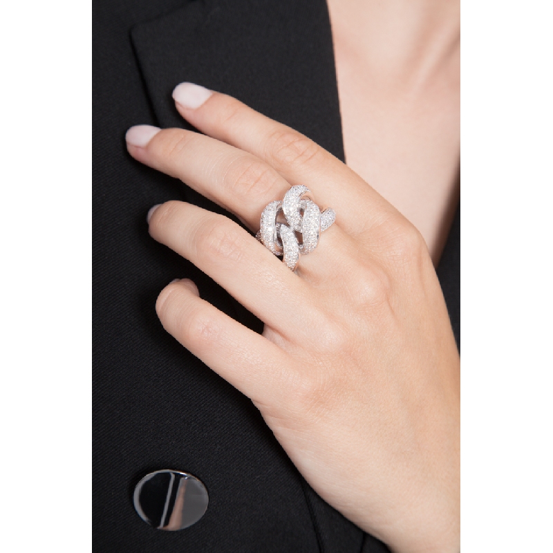 Bague nœud Groumette en or blanc 18 carats avec des diamants