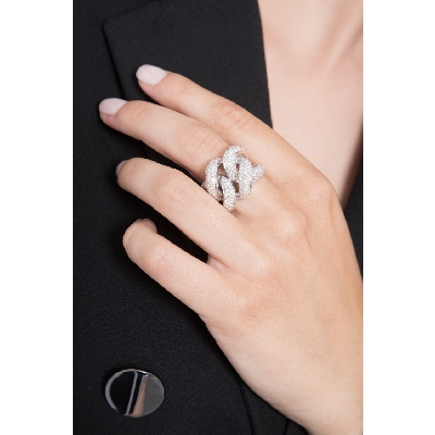 Bague nœud Groumette en or blanc 18 carats avec des diamants