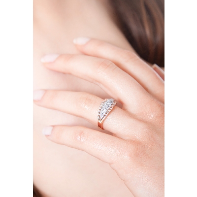 Bague pour femme en or blanc et rose 18K Et diamants 