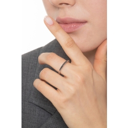 Bague alliance en or blanc 18k avec diamants noirs 2