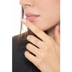 Bague en or rose 18k avec aigue marine cœur et diamants 2