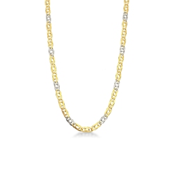 Collier en or blanc et jaune 18 carats, 50 cm