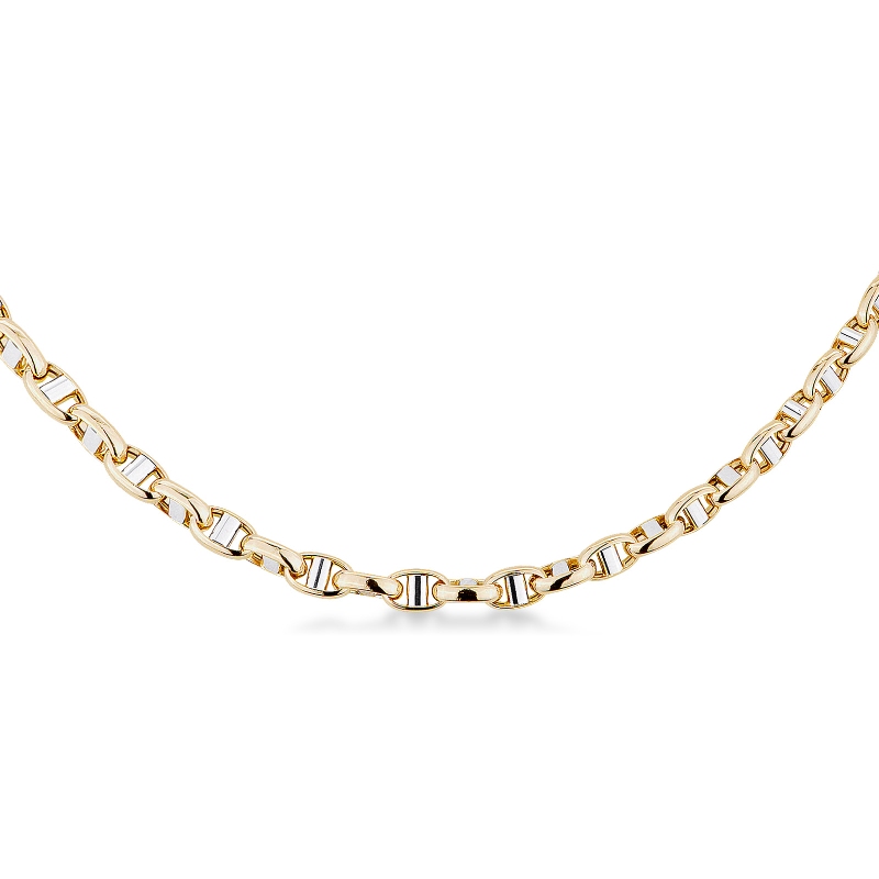 Chaîne en or blanc et jaune 18 carats, 50 cm