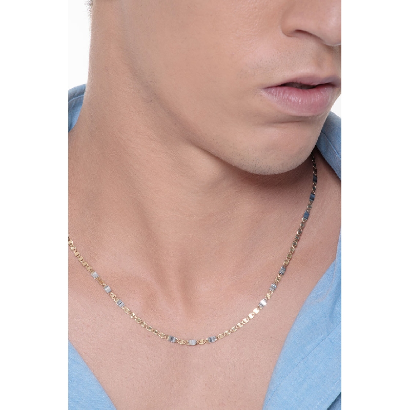 Chaîne en or blanc et jaune 18 carats, 50 cm