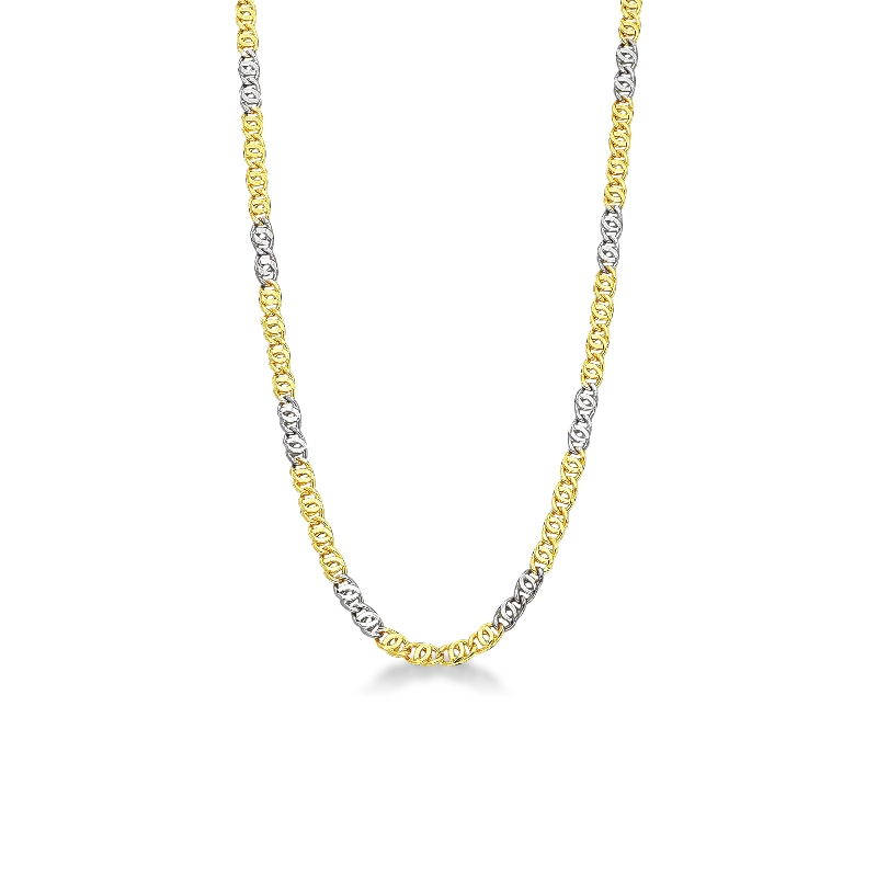 Collier élégant en or blanc et jaune 18, 50 cm