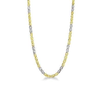 Collier élégant en or blanc et jaune 18, 50 cm