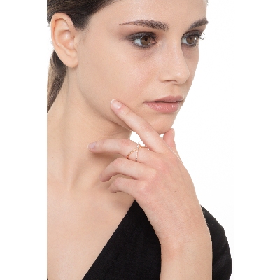 Bague design croisé en Or Rose 18k avec diamants brillants