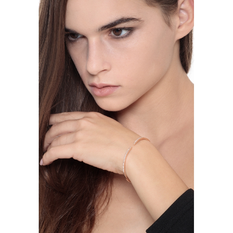 Bracelet ressort en or rose 18k avec diamants brillants