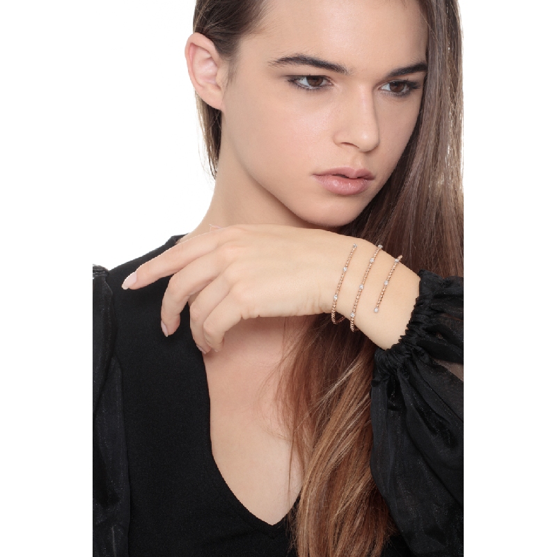 Bracelet en spirale serti de diamants or rose 750