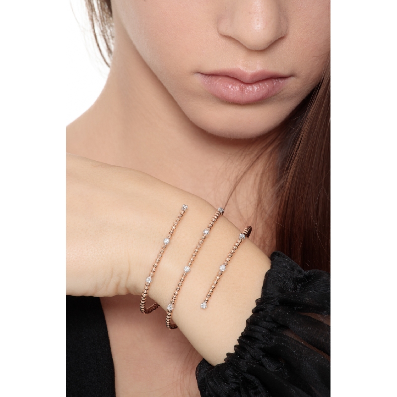 Bracelet en spirale serti de diamants or rose 750
