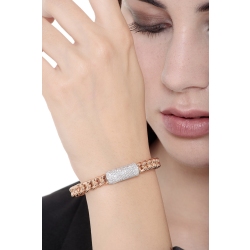 Bracelet groumette en or blanc et rose 18k avec pavé de diamants 2