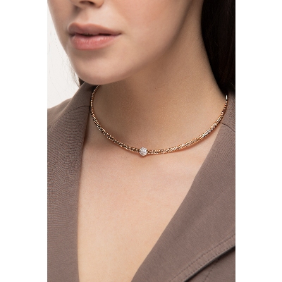 Choker en or rose 18k avec sphère centrale en diamants