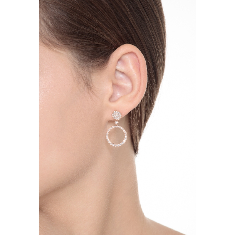 Creoles en or rose 18k avec diamants taille brillant