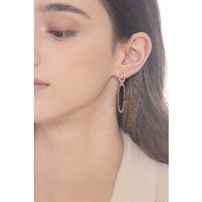 Boucles d’oreilles en or rose 18k avec pendentifs ovales et diamants