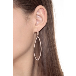 Boucles d'oreilles ovales en or rose 18k avec diamants et diamants noirs 2