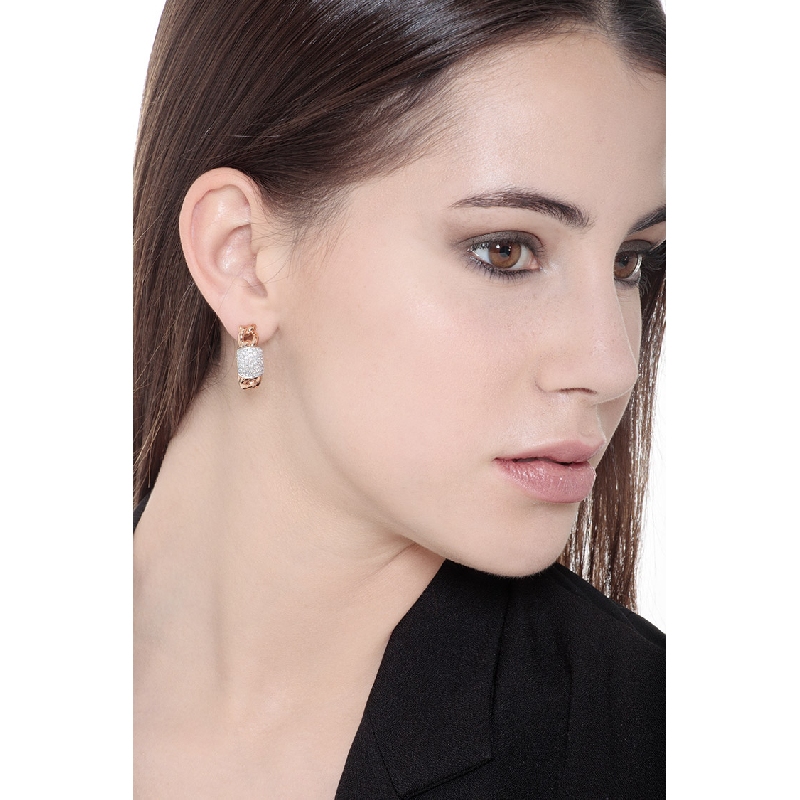 Boucles d’oreilles groumette en or blanc et rose 18k et diamants