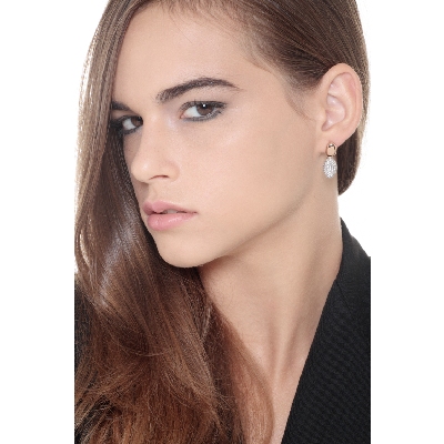 Boucles d’oreilles en or blanc et rose 18k ovales en diamants