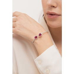 Bracelet ressort en Or Blanc 18k avec Rubis poire et Diamants 2