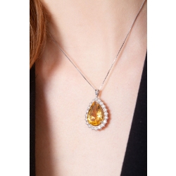 Collier raffiné avec citrine en coupe goutte et diamants 2